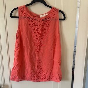 Cynthia Rowley 100% Silk Coral Lace “cut out” Blouse